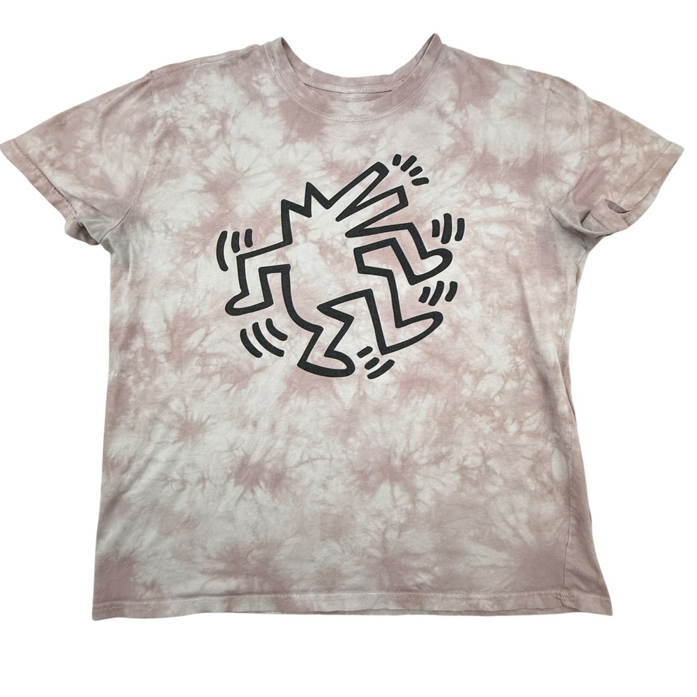 Keith Haring T Shirt Womens Extra Large Pink Tie Dye Graphic Art Tee
